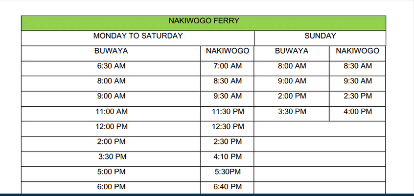 Nakiwogo ferry schedule